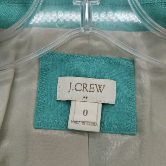 J. CREW Factory Schoolboy Blazer 100% Linen Teal Blue Size 0 - Picture 5 of 7